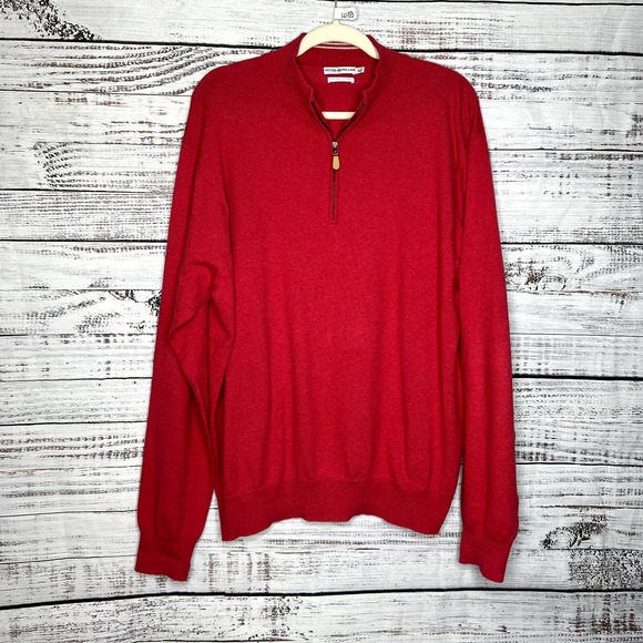 Peter Millar Other - Peter Millar Red Quarter Zip Cotton Cashmere Pullover Sweater XL